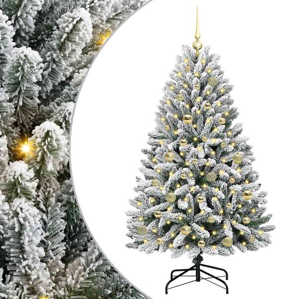 vidaXL Artificial Christmas Tree Green and White 150 cm PVC and Metal
