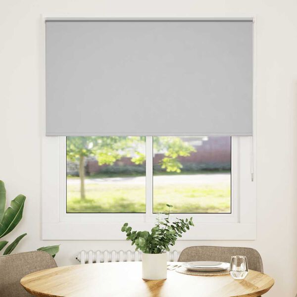 vidaXL Roller Blind Blackout Light Grey 135x130 cm Fabric Width 131.6 cm Polyester
