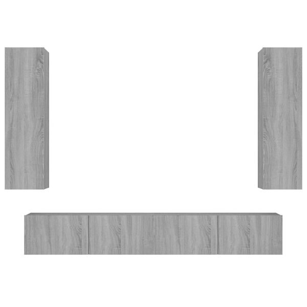 vidaXL 4 Piece TV Cabinet Set Grey Sonoma Engineered Wood