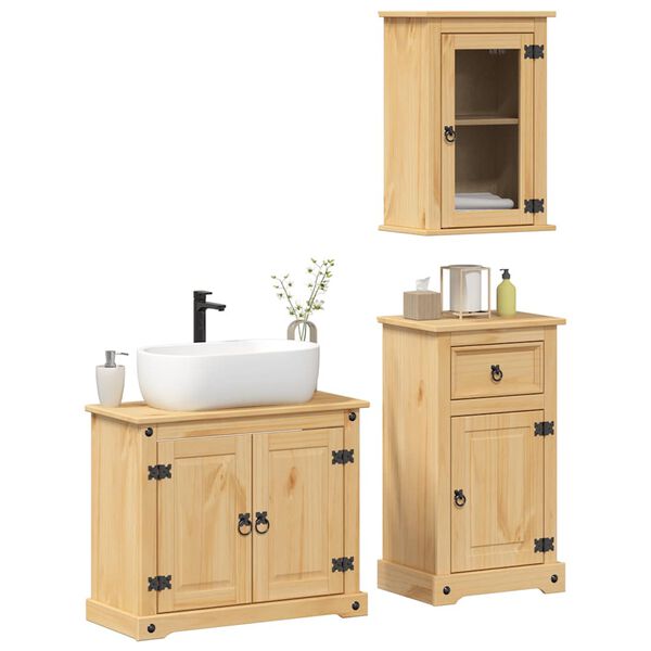 vidaXL 3 Piece Bathroom Furniture Set Corona Solid Wood Pine