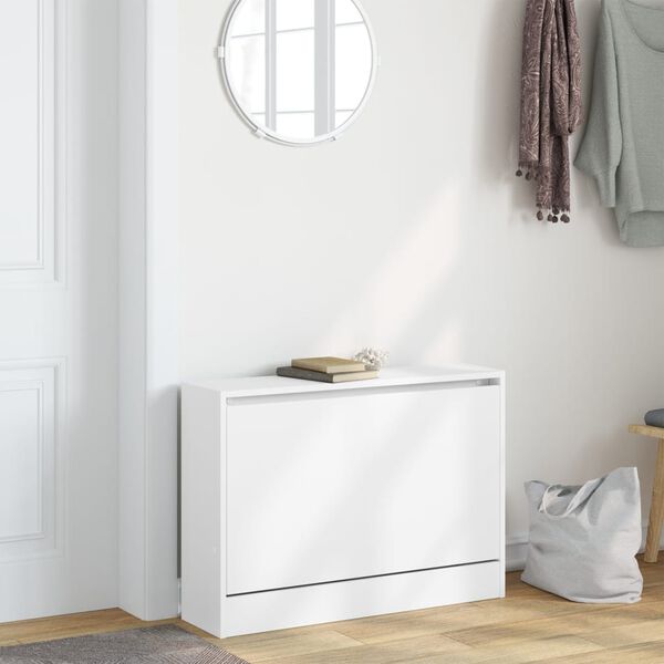 vidaXL Shoe Cabinet White 80x21x57 cm Engineered Wood