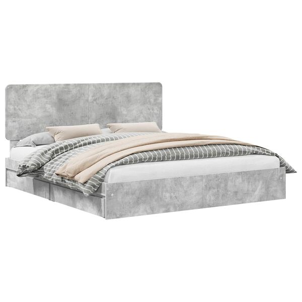 vidaXL Storage Bed Concrete Grey 200 x 200 cm Engineered Wood