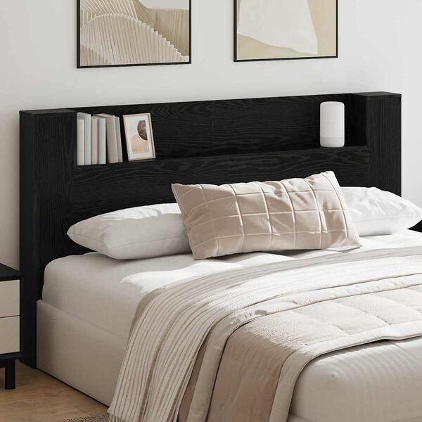 vidaXL Headboard Black Oak 180 x 17 x 104.5 cm Engineered Wood