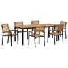 vidaXL Garden Dining Set 7 pcs Black Solid Acacia Wood
