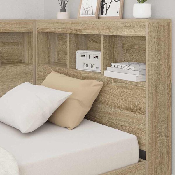 vidaXL Storage Headboard with Shelf Sonoma Oak 90 cm Engineered Wood