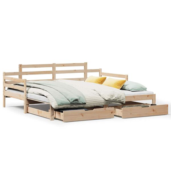 vidaXL Daybed with Trundle and Drawers without Mattress 80x200 cm
