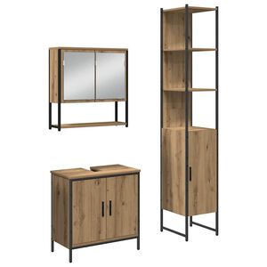 vidaXL Bathroom Furniture Set with Shelf 3 pcs Brown Engineered wood