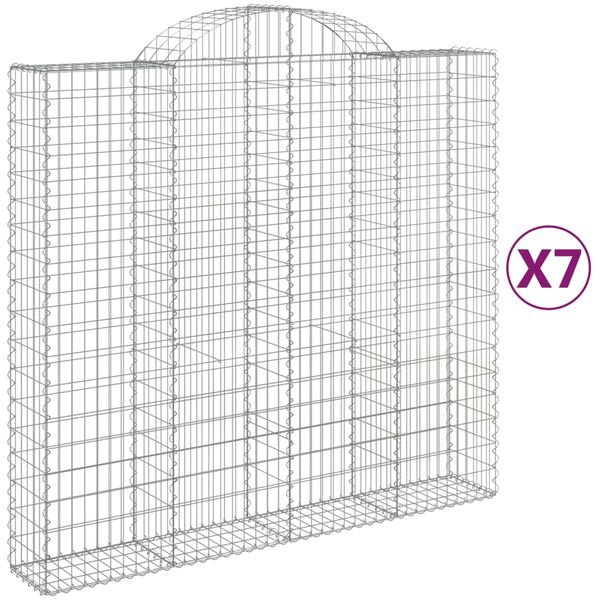 vidaXL Arched Gabion Baskets 7 pcs 200x50x180/200 cm Galvanised Iron