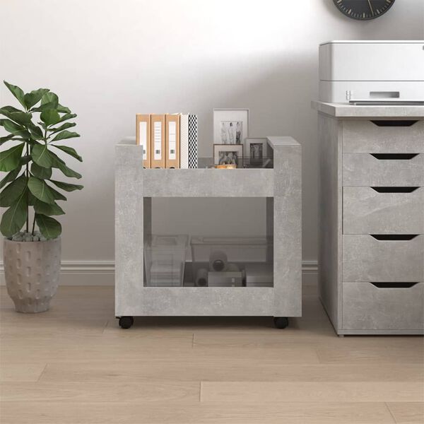 vidaXL Desk Trolley Concrete Grey 60x45x60 cm Engineered Wood