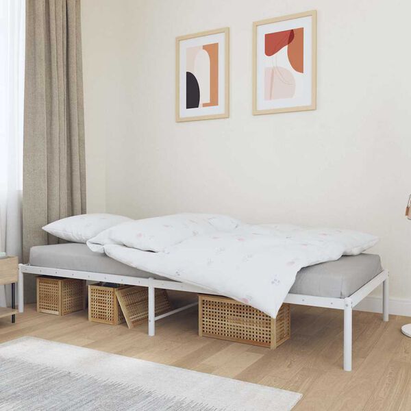 vidaXL Metal Bed Frame without Mattress White 90x200cm