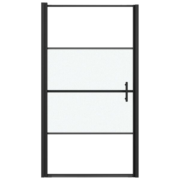 vidaXL Shower Door 100x178 cm Half Frosted Tempered Glass Black