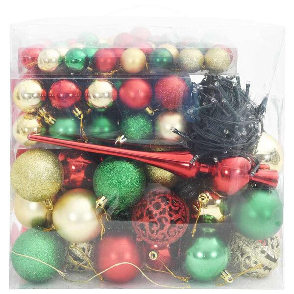 vidaXL Christmas Bauble Set with 300 LEDs 120 pcs Multicolour Plastic