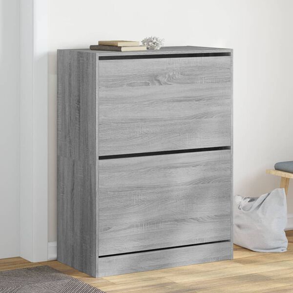 vidaXL Shoe Cabinet with 2 Flip-Drawers Grey Sonoma 80x42x108 cm