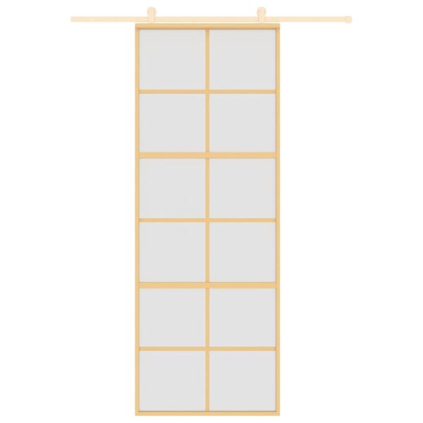 vidaXL Sliding Door Gold 76x205 cm Frosted ESG Glass and Aluminium