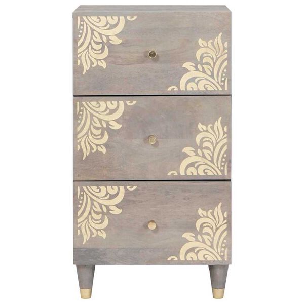 vidaXL Sideboard Grey and Gold 40 x 33 x 75 cm Solid Mango Wood