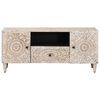 vidaXL TV Cabinet with Door White 105 x 33.5 x 46 cm Solid Mango Wood