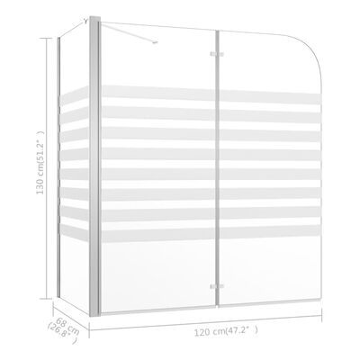 vidaXL Bath Enclosure 120x68x130 cm Tempered Glass Stripe