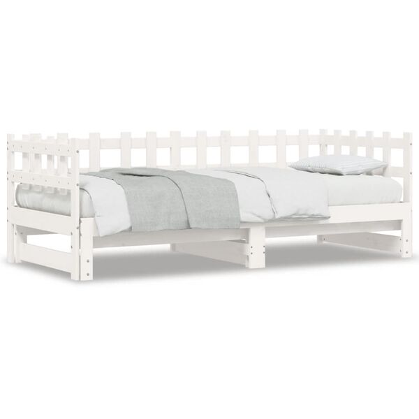 vidaXL Pull-out Day Bed without Mattress White 2x(90x200) cm Solid Wood