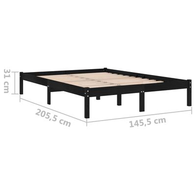 vidaXL Bed Frame Black Solid Wood Pine 140x200 cm