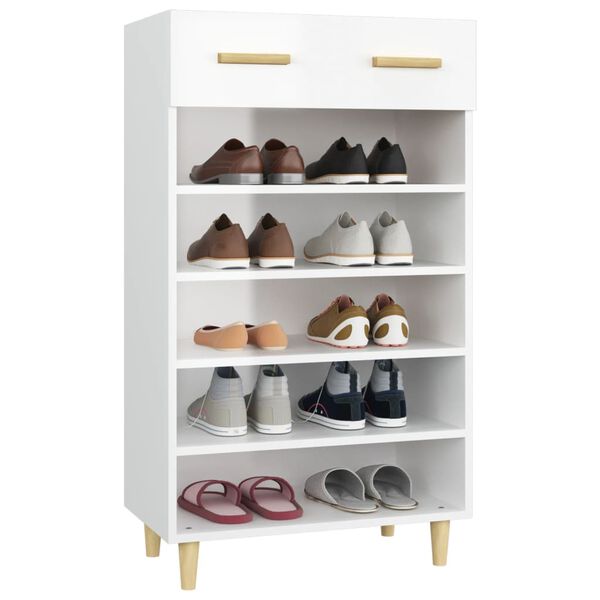 vidaXL Shoe Cabinet High Gloss White 60x35x105 cm Engineered Wood