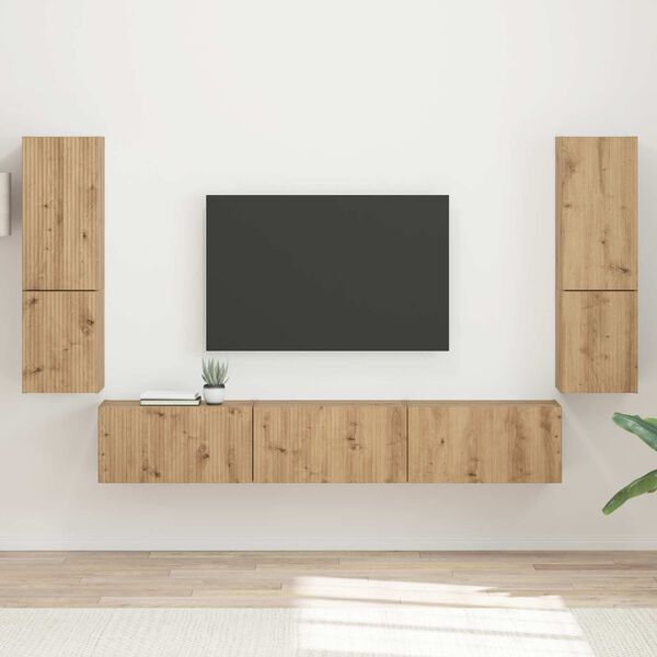 vidaXL TV Cabinet Set Wall-mounted 4 pcs Artisan Oak Engineered Wood