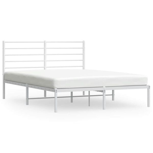 vidaXL Metal Bed Frame without Mattress with Headboard White 120x190cm