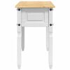 vidaXL End Table with Drawer White 115 x 46 x 73 cm Solid Pine Wood