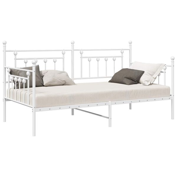 vidaXL Daybed Frame with Headboard White 90 x 200 cm Steel