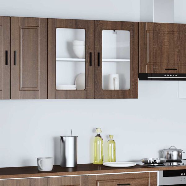 vidaXL Kitchen Wall Cabinet with Glass Door Porto Brown Oak