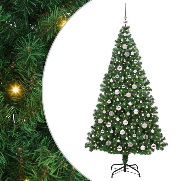 vidaXL Artificial Christmas Tree with 300 LEDs with Stand Green 210 cm