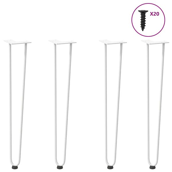 vidaXL hairpin legs for console tables for Console Table 4 pcs White 72 cm Solid Steel
