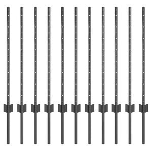 vidaXL Embedded Fence Post 11 pcs Grey 120 cm Powder-Coated Steel