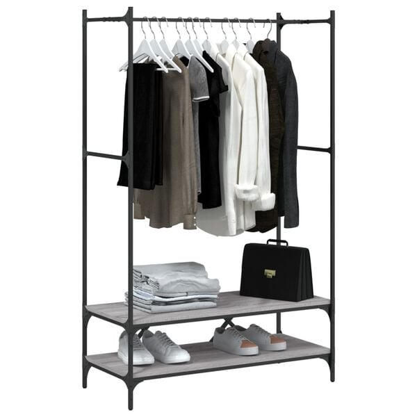 vidaXL Clothes Rack with Shelves Grey Sonoma Engineered Wood