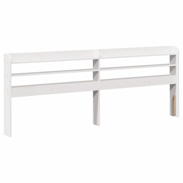 vidaXL Headboard with Shelves White 200 cm Solid Wood Pine