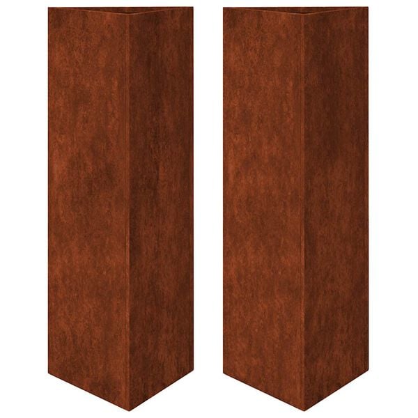vidaXL Garden Planters 2 pcs Triangular 30x26x75 cm Weathering Steel