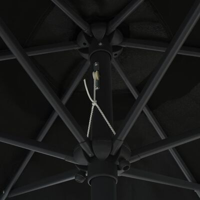 vidaXL Parasol with LED Lights and Aluminium Pole 270 cm Black
