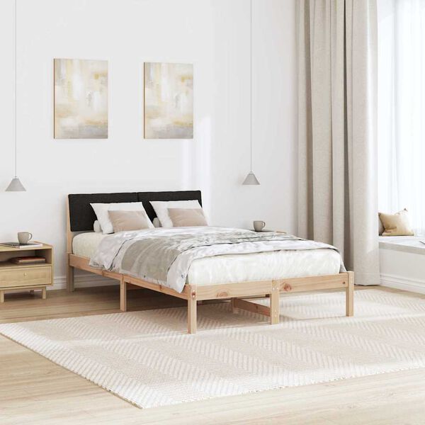vidaXL Bed frame Brown and black 120 x 200 cm Solid pine wood