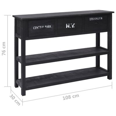 vidaXL Sideboard Black 108x30x76 cm Solid Wood Paulownia
