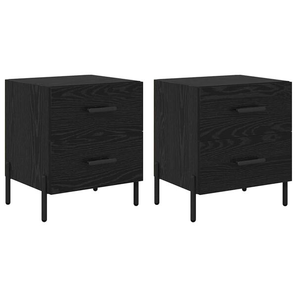 vidaXL Bedside Cabinet with Drawer 2 pcs Black Oak 40 x 35 x 47.5 cm