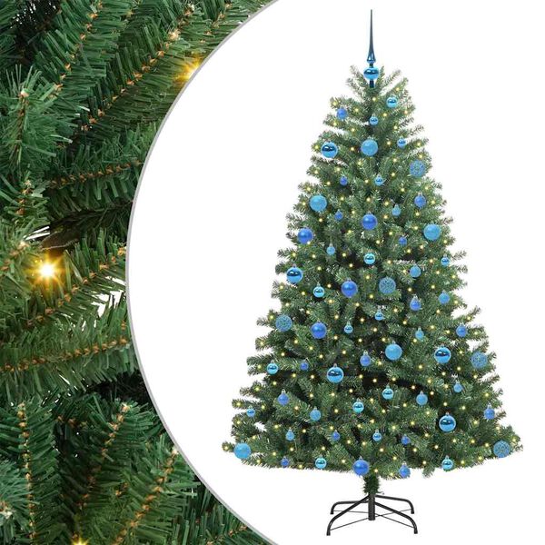 vidaXL Artificial Hinged Christmas Tree Green 180 cm PVC and Metal