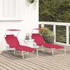 vidaXL Sun Lounger Folding 2-person 2 pcs Red 58 x 188 x 77cm Fabric