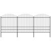 vidaXL Garden Fence with Spear Top Steel 504x200 cm Black