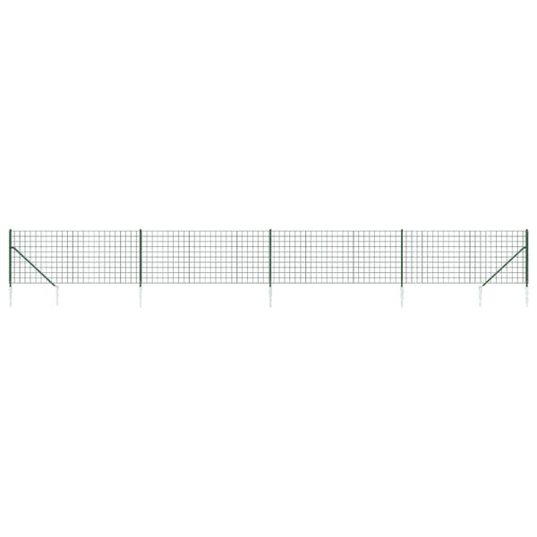 vidaXL Wire Mesh Fence with Spike Anchors Green 1x10 m