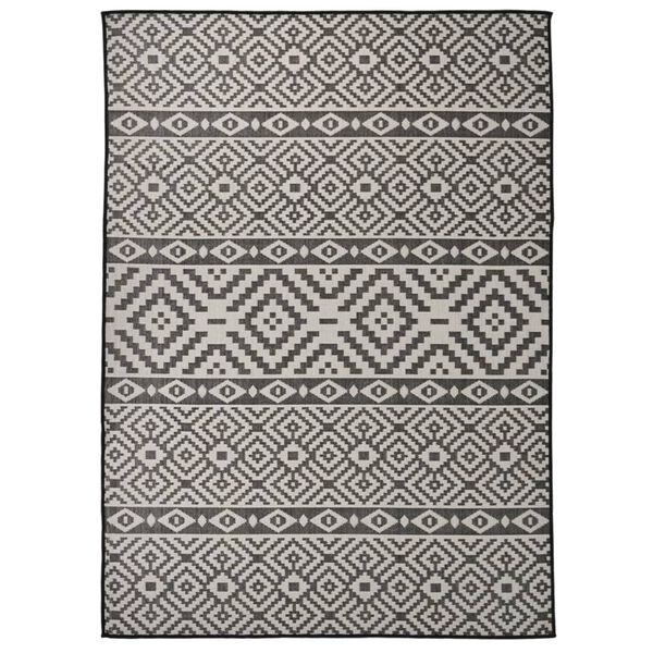 vidaXL Outdoor Flatweave Rug 200x280 cm Black Stripes