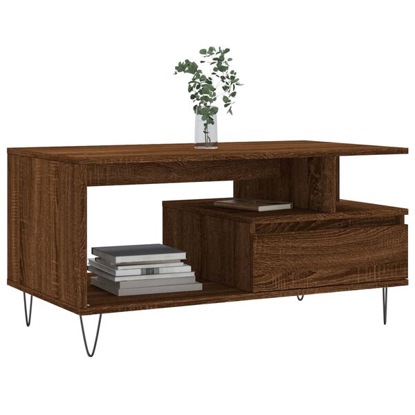vidaXL Coffee Table Brown Oak 90x49x45 cm Engineered Wood