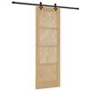 vidaXL Sliding Door Natural and Black 73.5 x 211 cm Solid Pine Wood