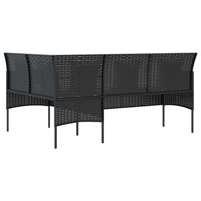 vidaXL 5 Piece L-shaped Couch Sofa Set with Cushions Poly Rattan Black