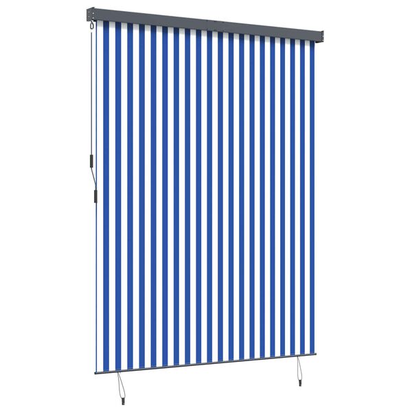 vidaXL Roller Blind Blue and White 200 x 250 cm Fabric and Aluminum