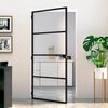 vidaXL Interior Door Black 76x201,5 cm Tempered Glass & Aluminium Slim