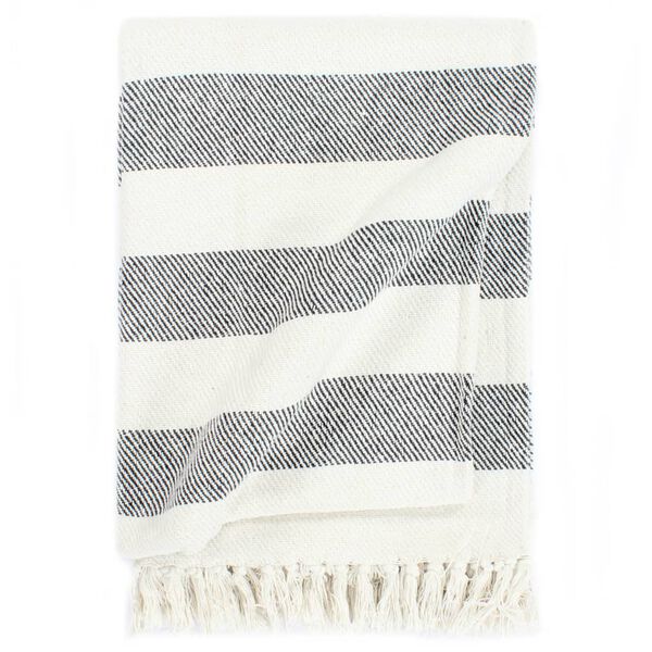 vidaXL Throw Cotton Stripe 125x150 cm Anthracite